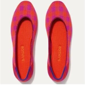 Rothy's Pomegranate Gingham Square Flats Women’s Size 8.5‎